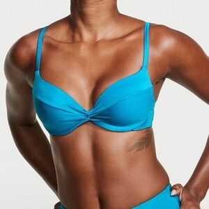 Victoria’s Secret Bikini Top Shoreline Blue Removable Twist Push Up 40C
